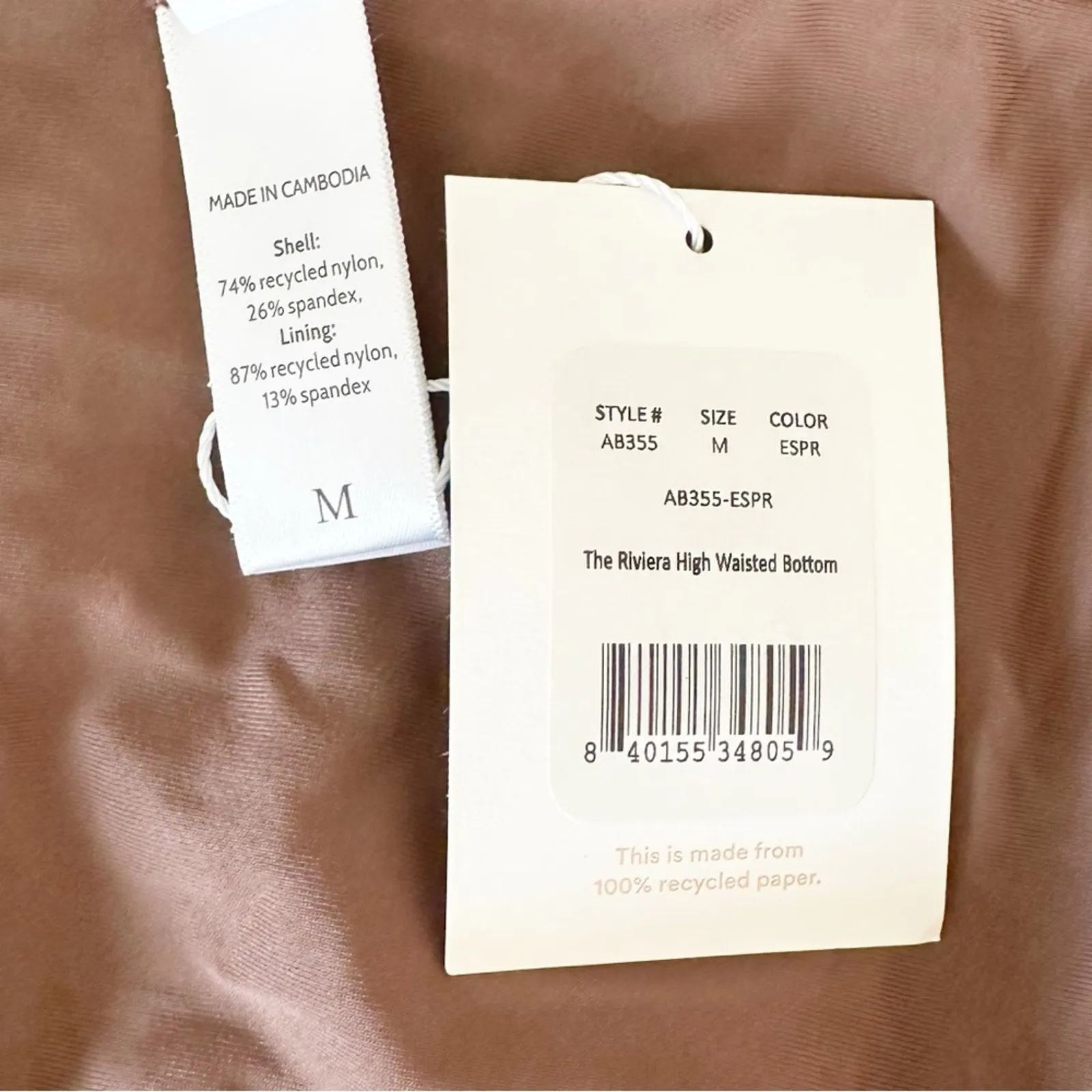 Andie Swim The Riviera High Waisted Bikini Bottom Belted Espresso Brown Size M - Image 5