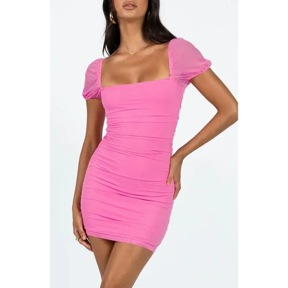 NWT Princess Polly Women's Size 8 Pink Charvi Ruched Mini Dress Party Dress‎ - Image 4