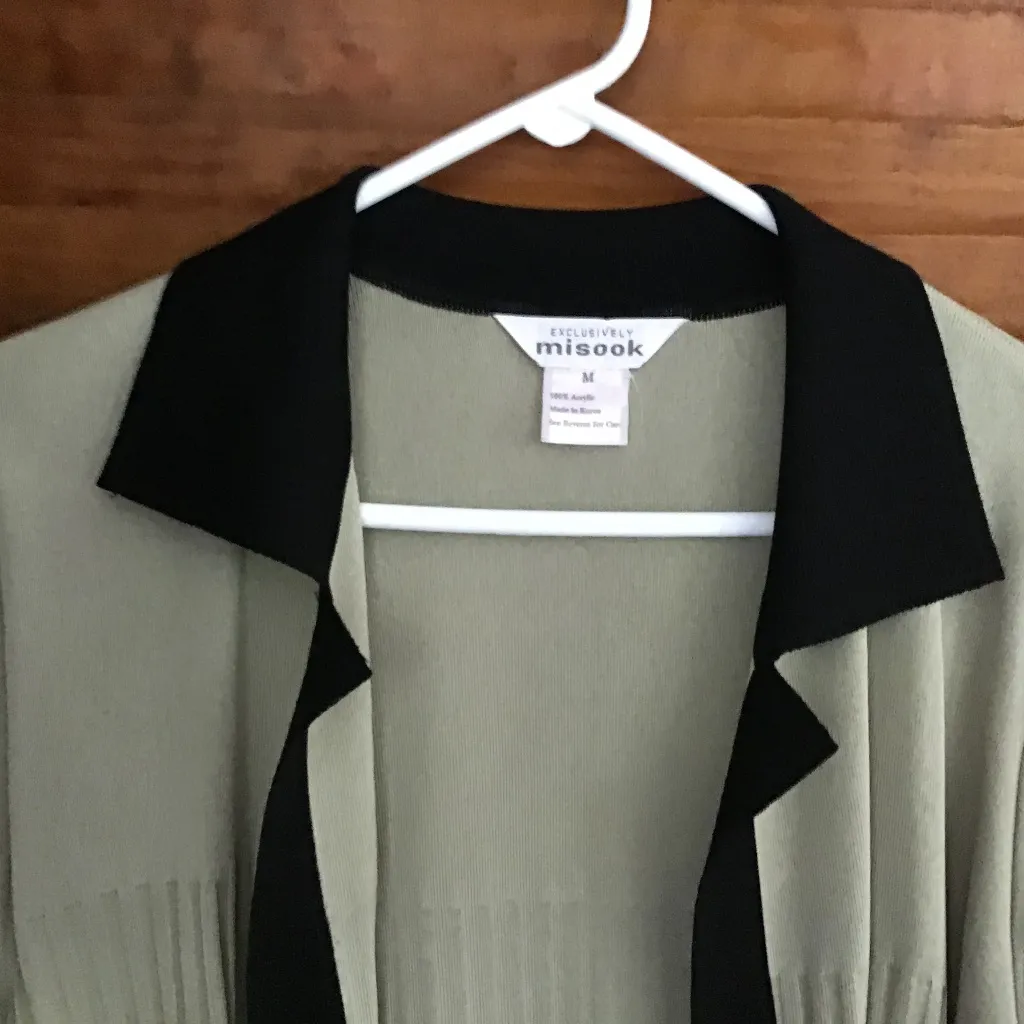 EXCLUSIVELY MISOOK GREEN/BLACK OPEN JACKET. M Green Size M - Image 3