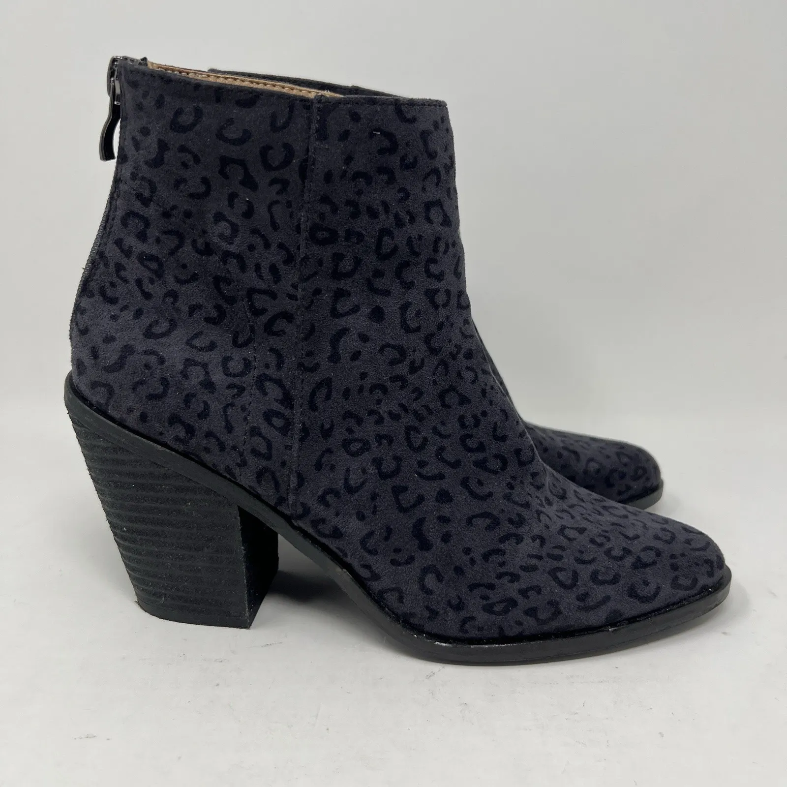 Vintage Havana Rook Black Cheetah Zip Up Ankle Booties Boots Women's Size 7.5 - Image 3