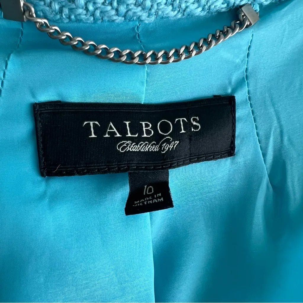 Talbots Long Sleeve Teal Textured Wool Blazer - Image 8