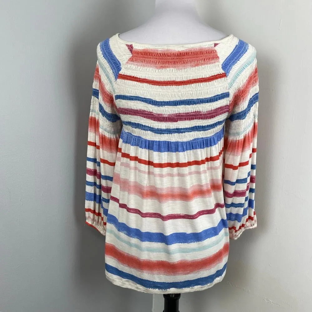 Anthropologie Meadow Rue Smocked Peasant Blouse Small Patriotic - Image 5