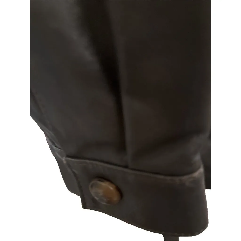Women’s Brown Leather Jacket Italy Fiocchi Medium??? Snaps Belt Pockets Vintage - Image 8