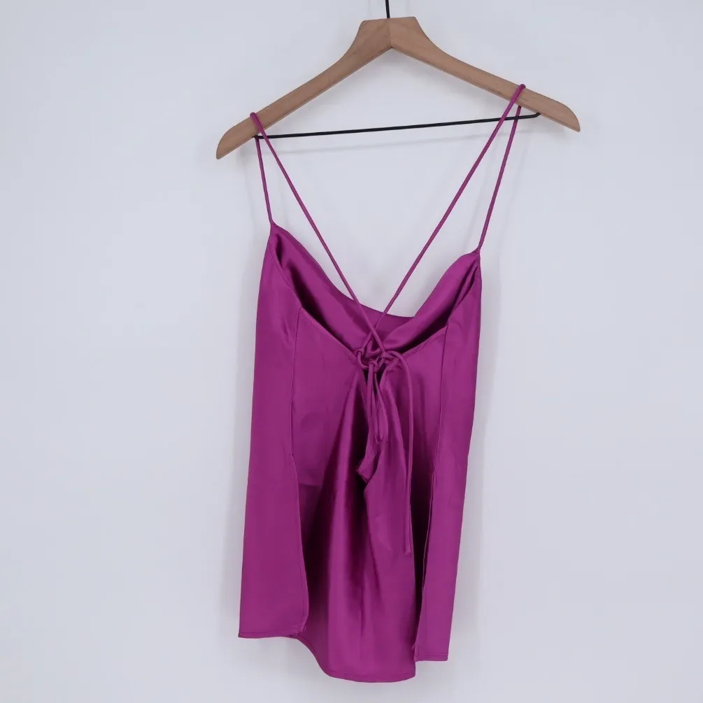 Pretty Garbage Purple Satin Side Slit Cowl Neck Cami Top Size L Size L - Image 8