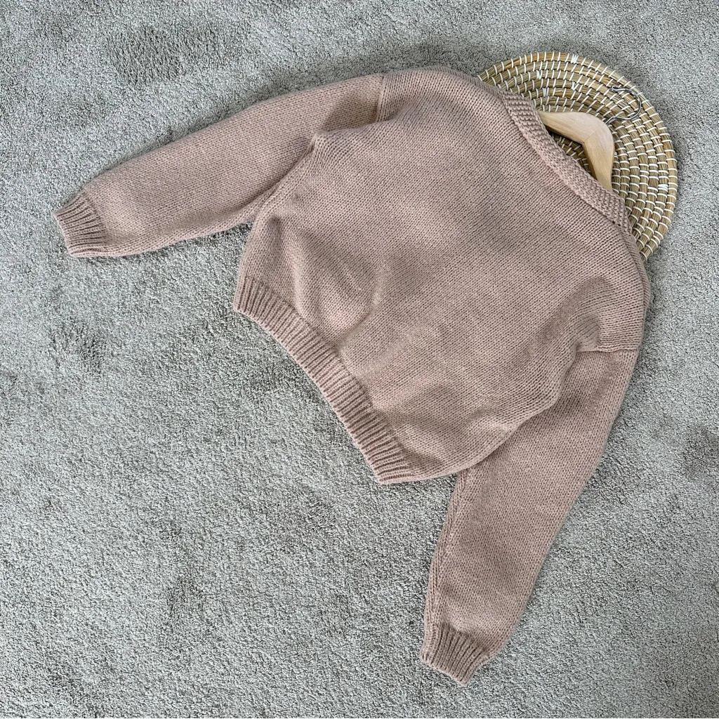 Luna Ivy Women’s 3D Flower Knit Cardigan Sweater Cropped Coquette in Cream S Pink - Image 8