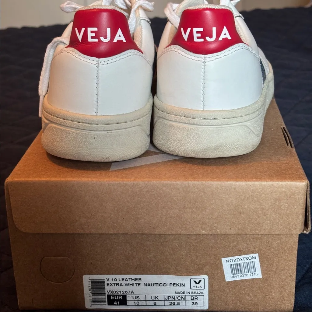 Veja White and Navy Sneakers - Image 4