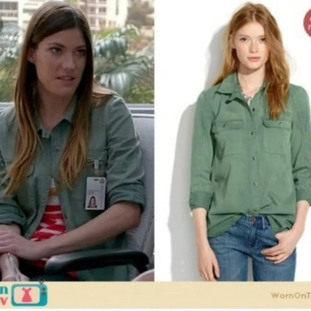 MADEWELL Tomboy Workshirt Army/Olive Green Button Down Long Sleeve Shirt Size XS - Image 2