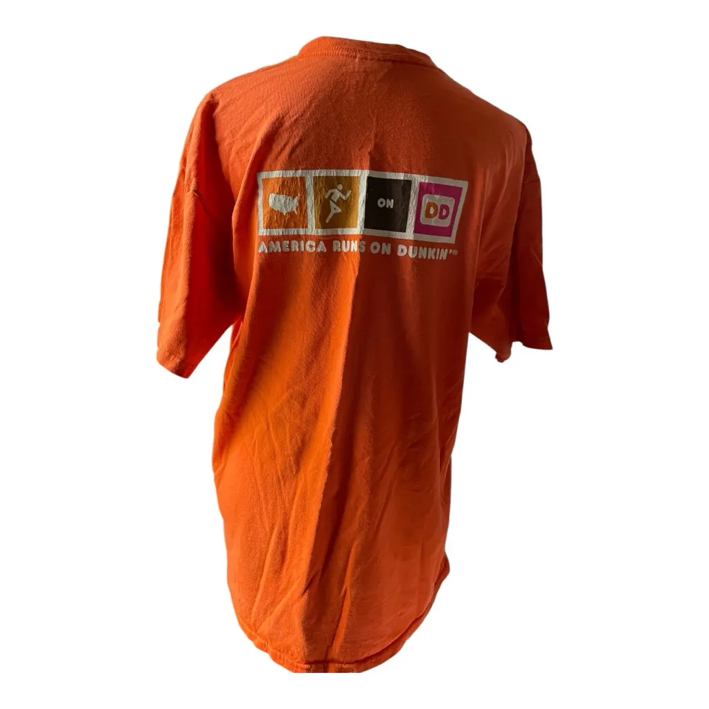 Vintage Dunkin Donuts Orange Graphic T-Shirt - Image 2