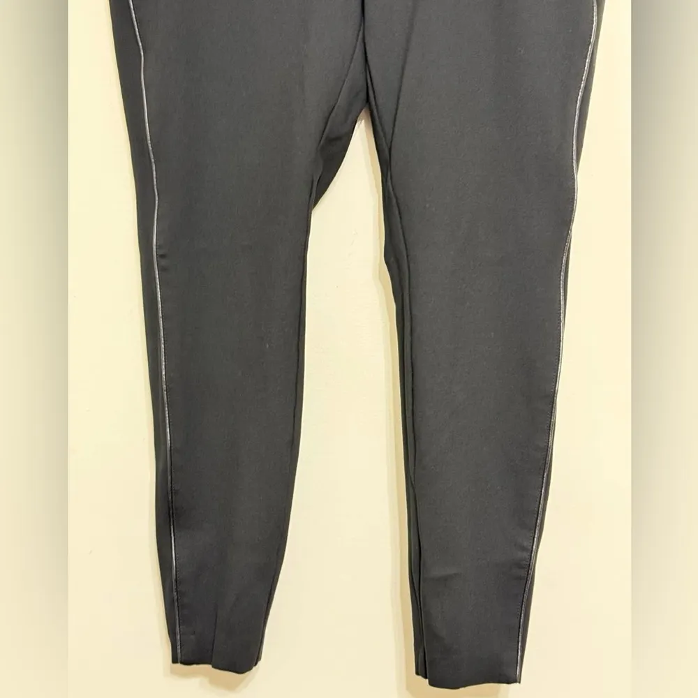 J. Jill Ponte Knit Leggings Black Pant Faux Leather Side Seam Pull On Size M P - Image 3