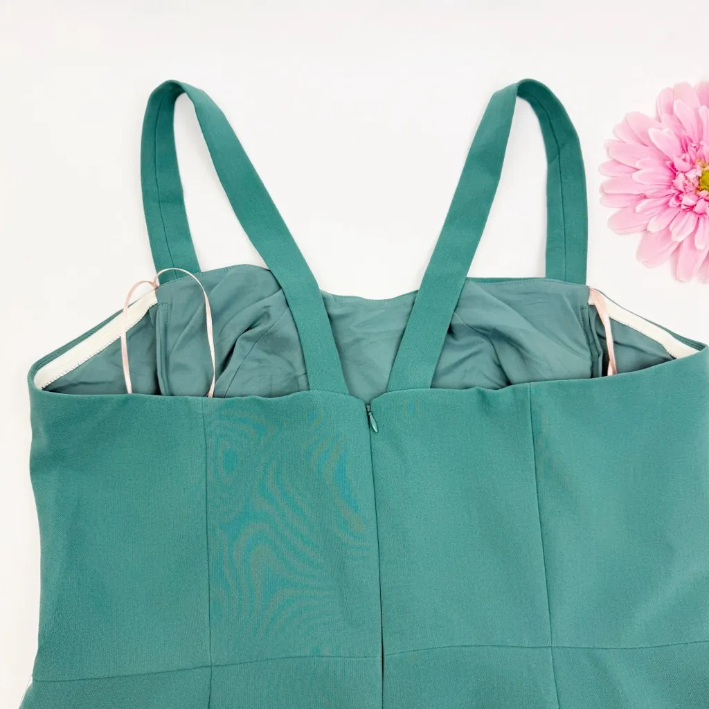 Gal Meets Glam Collection Nicole Sweetheart Square Neck Jumpsuit Green Wide Leg - Image 10