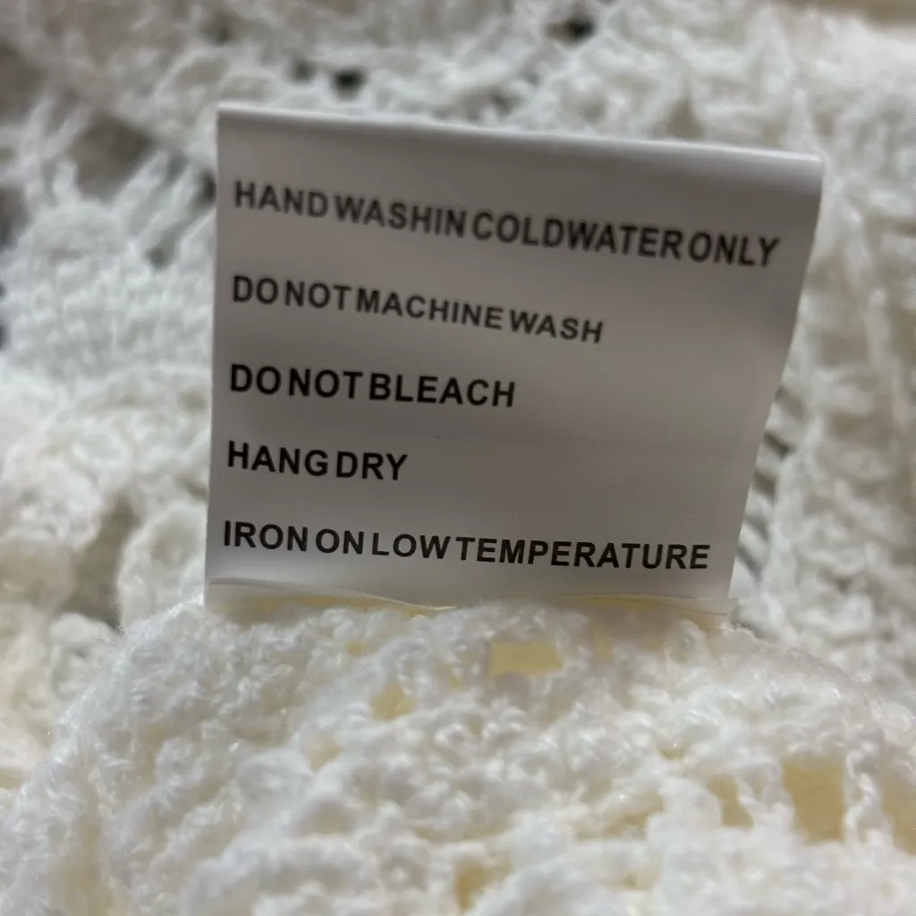 Solitaire White Crochet Lace Cottagecore Boho Top Scalloped Hem Short Sleeve S - Image 5