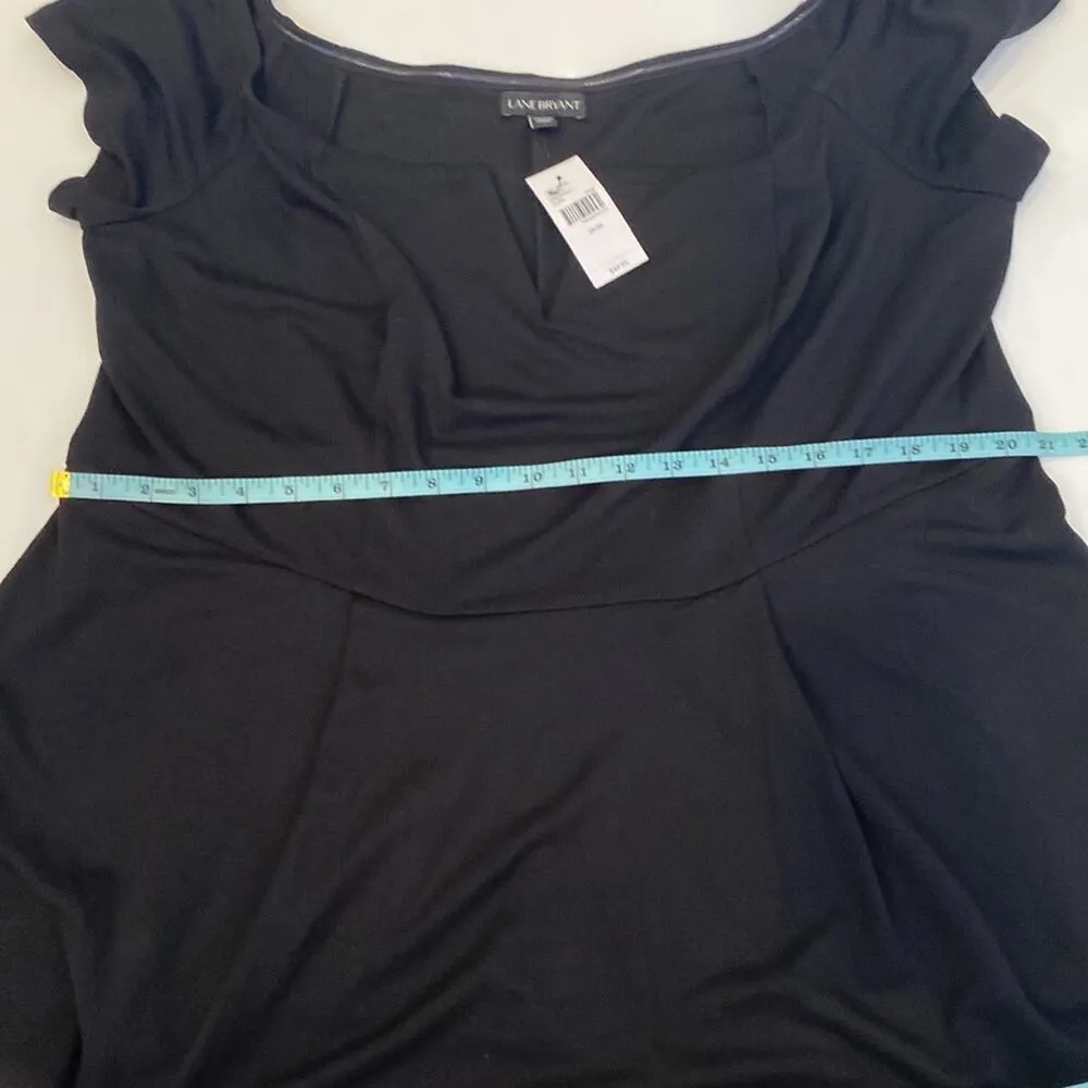 Lane Bryant Short Sleeve Blk Off Shoulder Peplum Pleat Top Stretch NWT Sz 18/20 - Image 9