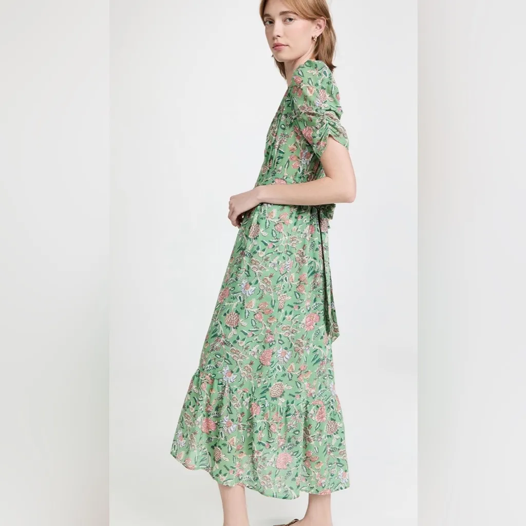 Xirena Camelia Dress Green Jade Midi Boho Peasant Floral Size Small - Image 2