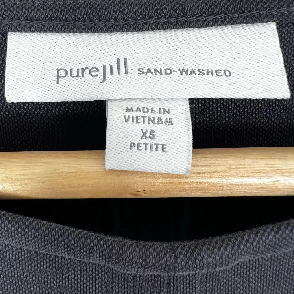 J. Jill Sand Washed Pique Relaxed Dress Womens XSP Navy Blue Tencel Coastal Size undefined - Image 6