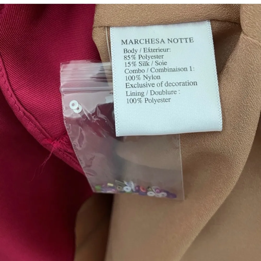 NWT Marchesa Notte Draped Mikado Fuchsia Cocktail Dress Size 4 /Small Red - Image 9