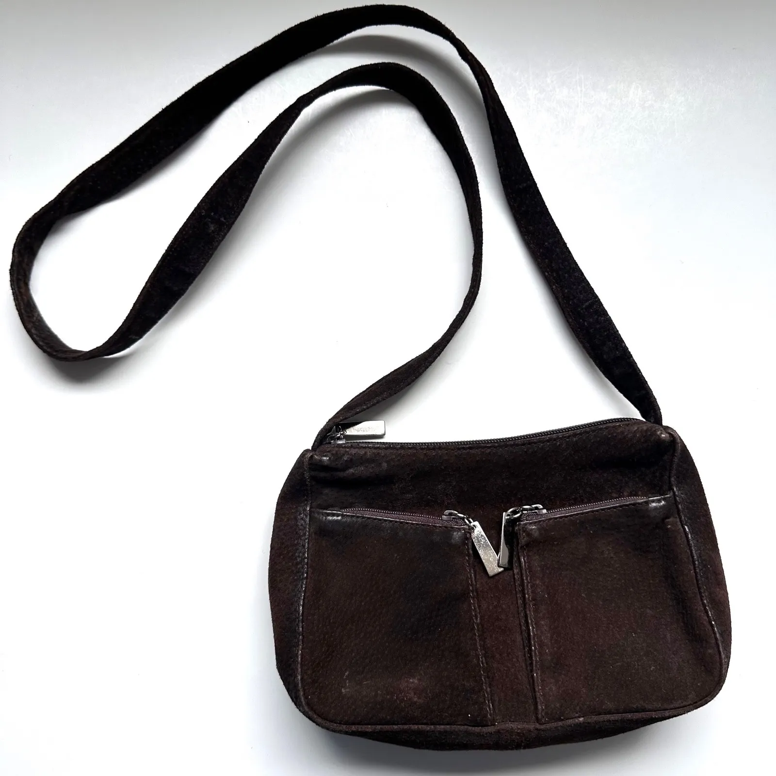 VTG Wilsons Leather Experts Dark Brown Suede Mini Micro Shoulder Bag Crossbody - Image 8
