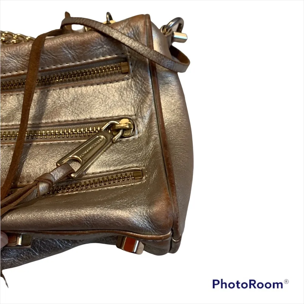 Rebecca Minkoff Five-Zip Mini Metallic Crossbody Bag - Image 9