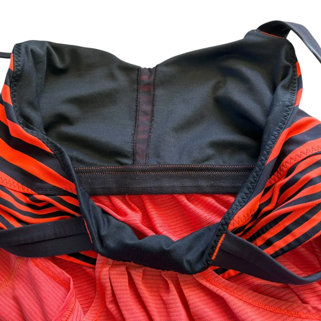 Lululemon coral orange blue no limits tank top with built in striped bra - Image 9