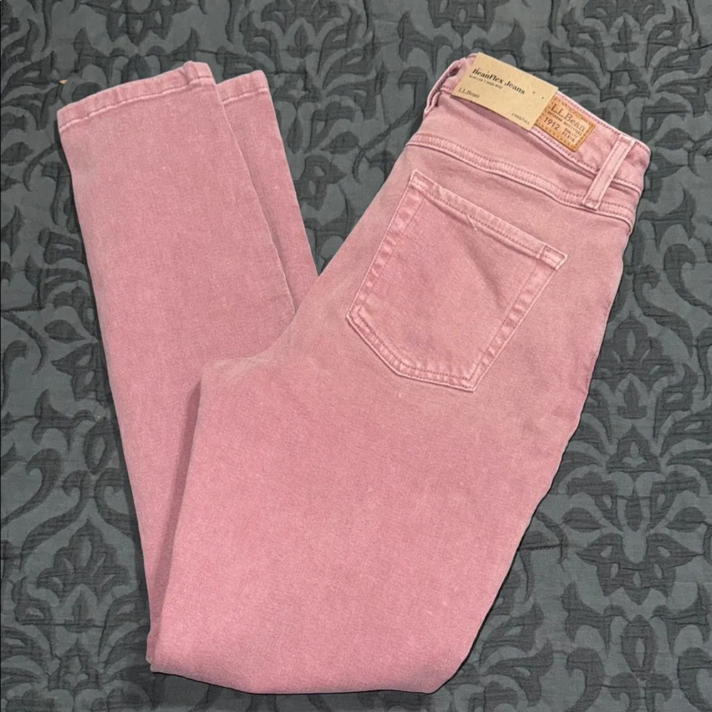 L.L. BEAN women’s 6 med/tall BeanFlex slim leg high rise jeans rose shadow new Pink - Image 2