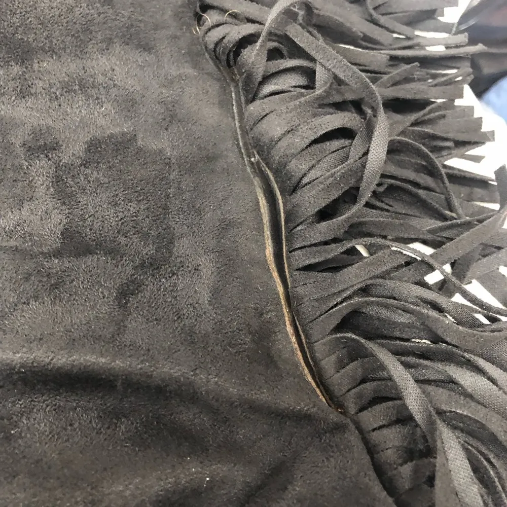 Knee high fringe black boots size 7 small - Image 7