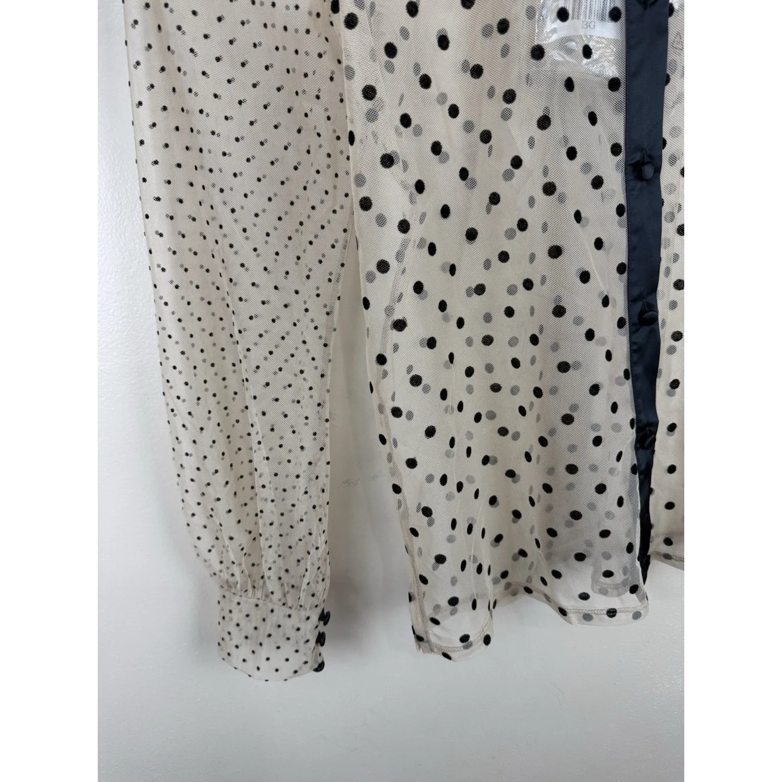 Intimissimi Sheer Nude Tulle Polka Dot Shirt for women’s Size M, NWT Black Size M - Image 4