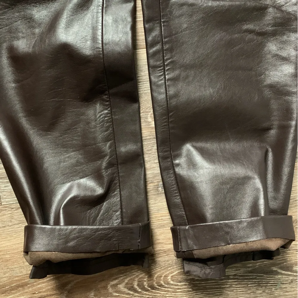 Vintage Dana Buchman Dark Brown Lambs Skin Side Zip Straight Leg Pants 2 - Image 11