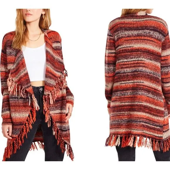 X Steve Madden Canyon Cutie Cardigan Stripe Open Front Orange M NWT - Image 2