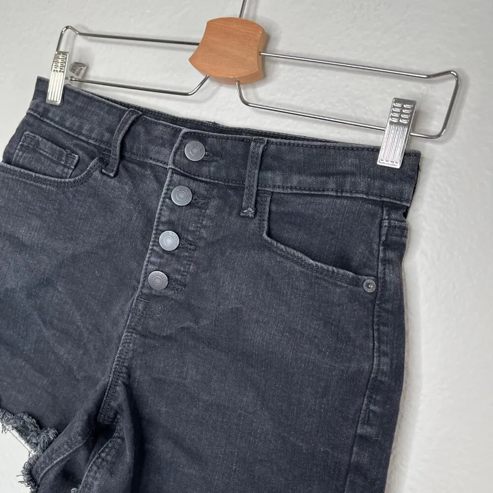 Old Navy Womens High-Rise Black Denim Button Fly Jean Shorts 4 - Image 3