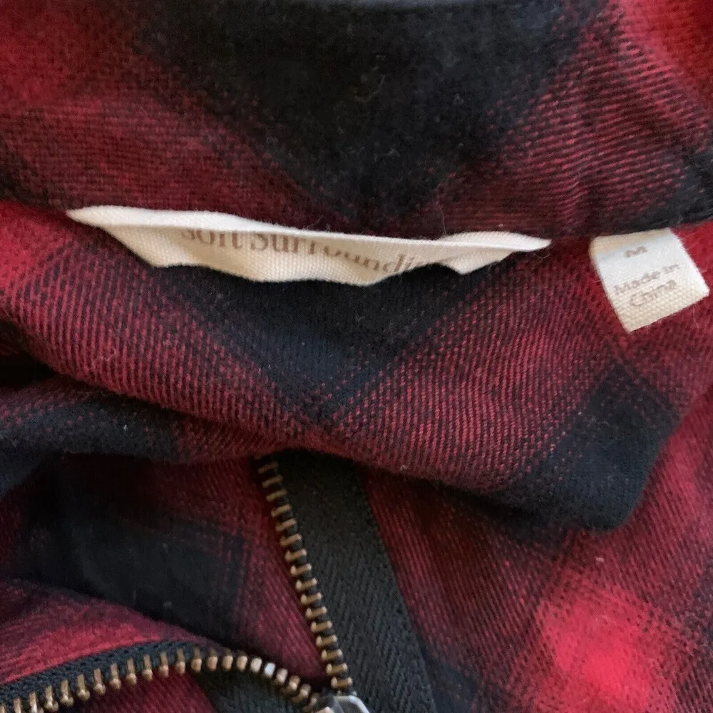 Soft Surroundings Womens Size Medium Red Plaid Full Zip Manchester Tunic Top - Image 4