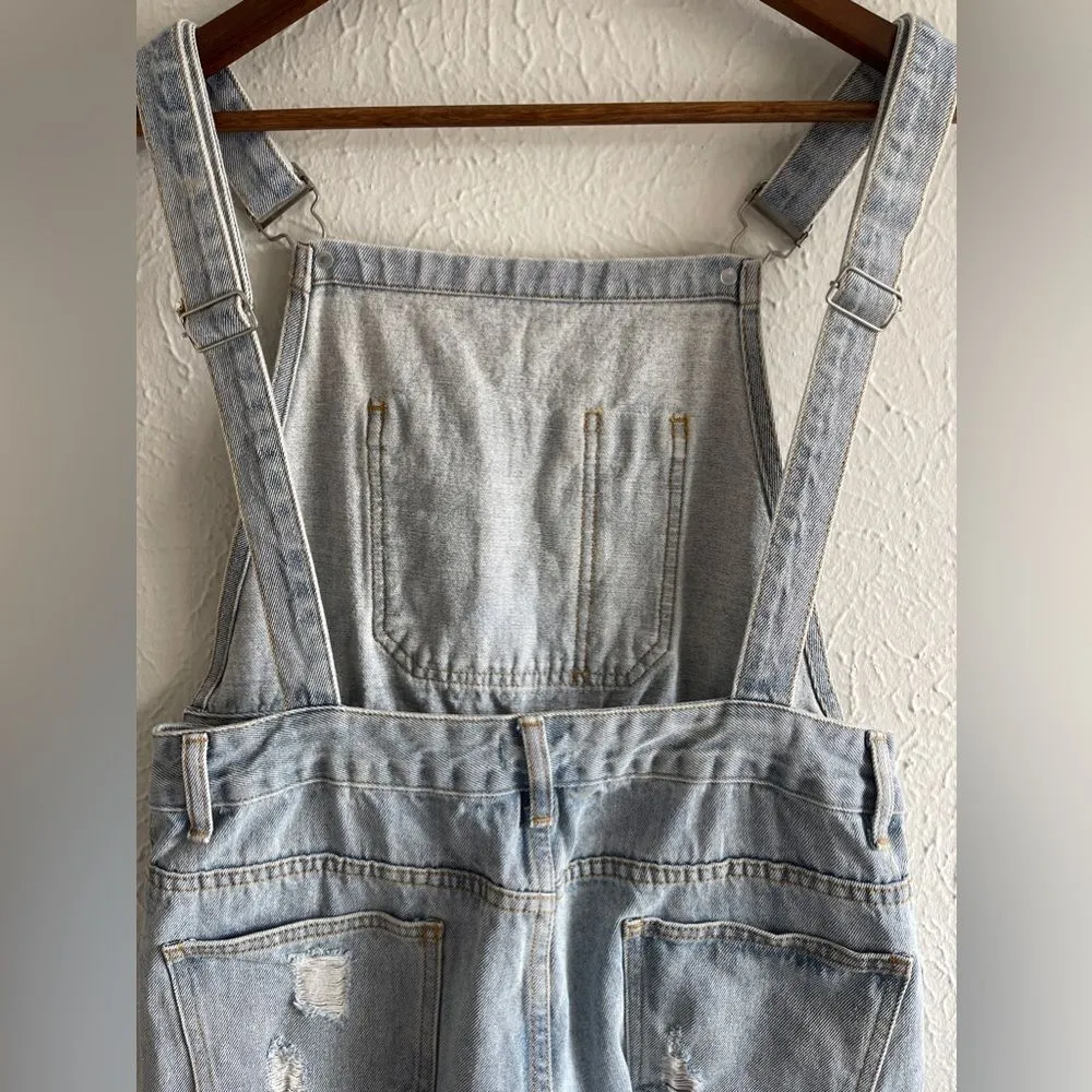 Clothing Distressed Wash Distressed Capri Overalls Size S 100% Cotton - Image 11