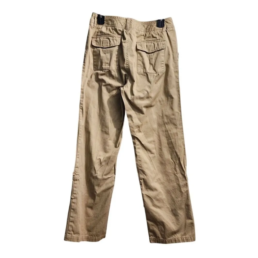 Caribbean Joe Classic Khaki Cotton Cargo Pants Straight Leg Work Wear Size 8 - Image 2