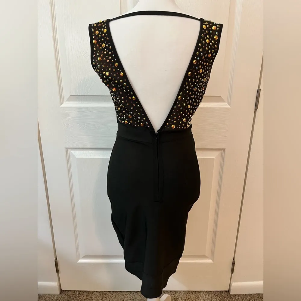 Wow Couture Gold Label Rhinestone Bandage Dress Size S - Image 2