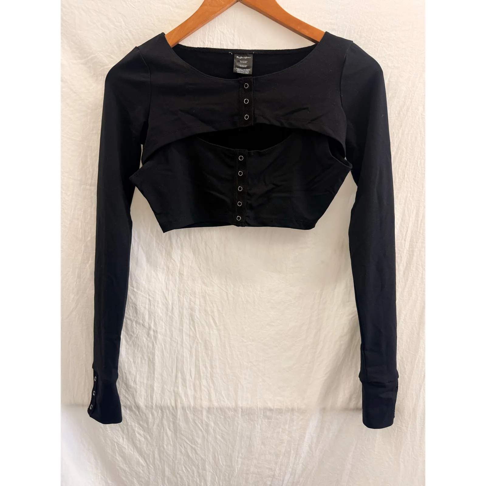 For Love & Lemon‎ Avril Snap Layered Top Black Chic XS Dark Casual Summer - Image 5