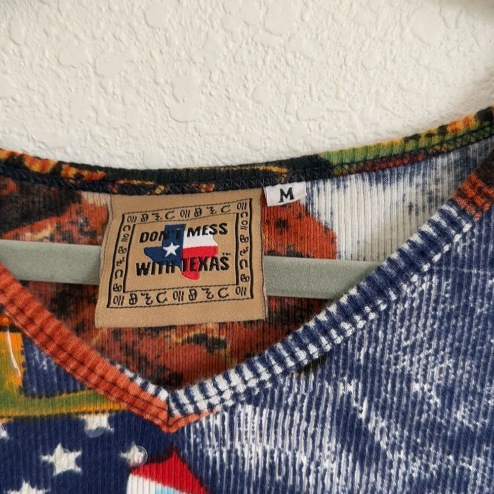 Texas Jackpot y2k graphic crop tee 3/4 sleeve Blue Size M - Image 4