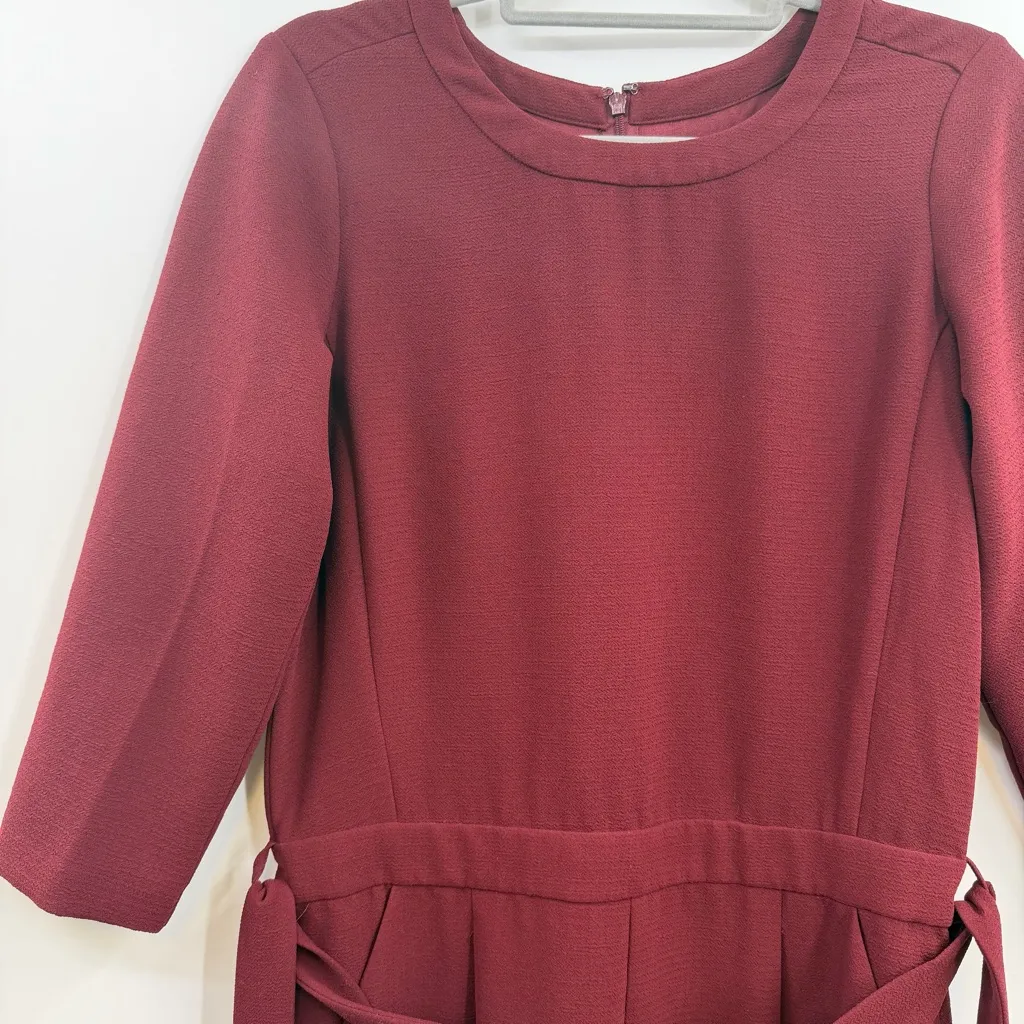 Madewell Sloan Jumpsuit Dark Cabernet jumper size 2 crepe belted romper cropped - Image 2