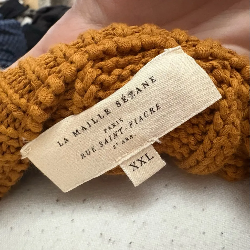 SEZANE Melvin Jumper Sweater Bronze‎ Yellow Orange Textured Cable knit Size XXL - Image 7