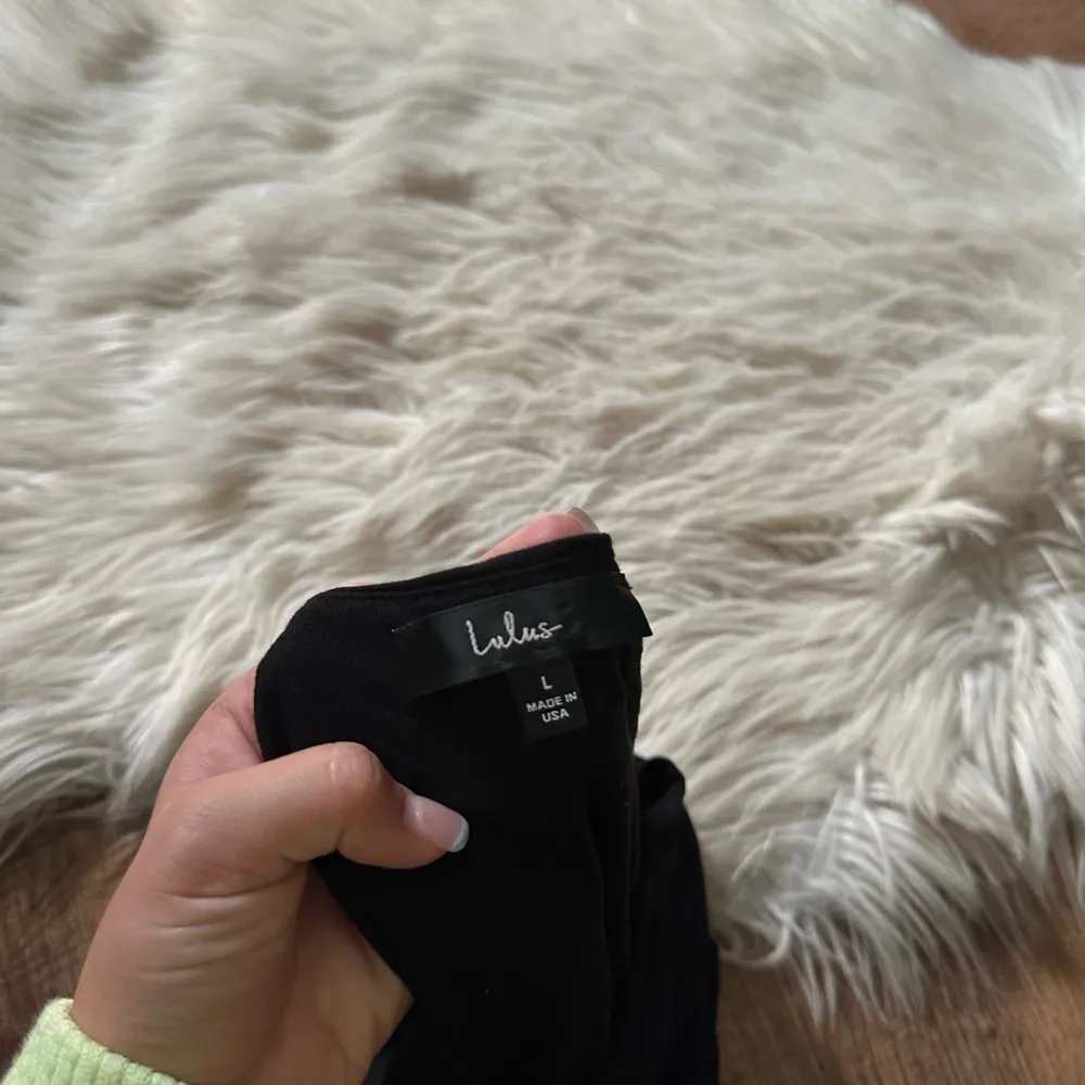 LULU’S Staying Basic Black Faux Wrap Sleeveless Bodysuit - Image 4