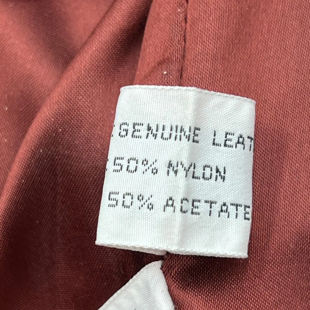 Vintage Henri Bendel Suede Coat Red Leather Belted Double Breasted Cherry - Image 8