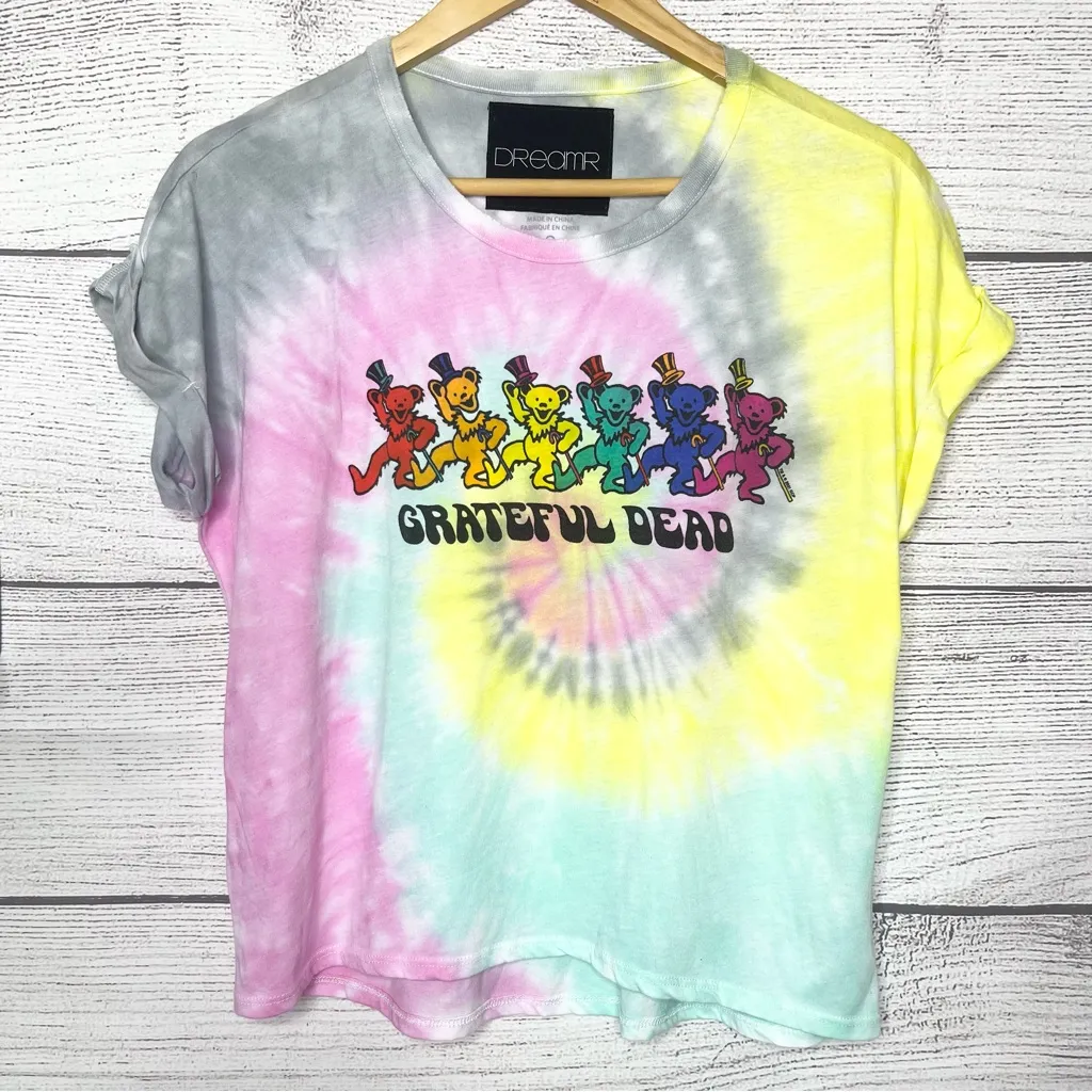 Grateful Dead Dancing Bears Rainbow Tie Dye T-Shirt Size Small - Image 9