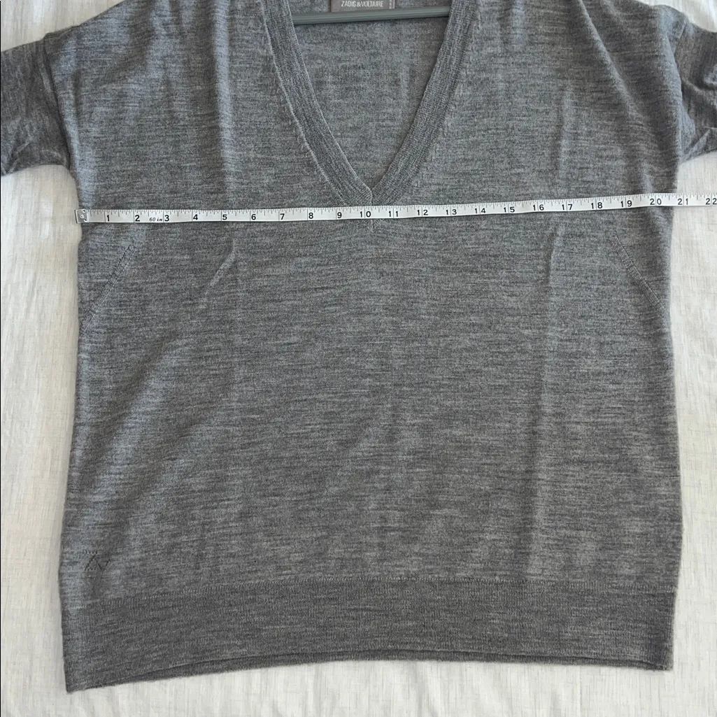 Zadig & Voltaire Skull Studded 100% Merino Wool Sweater Gray Grunge streetwear - Image 11