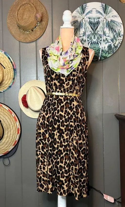 Vintage Slinky Brand Leopard Print Dress Medium - Image 3