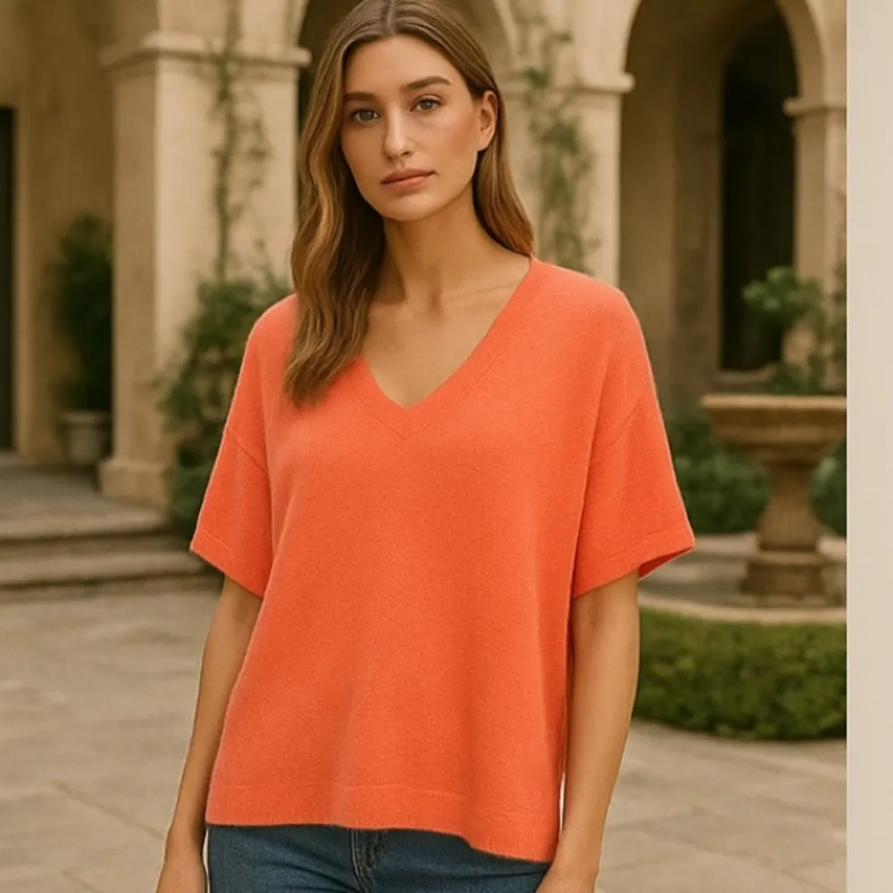 Yolly Italy Coral Alpaca Loose Fit Slouchy Pullover Sweater L Orange Size L - Image 2