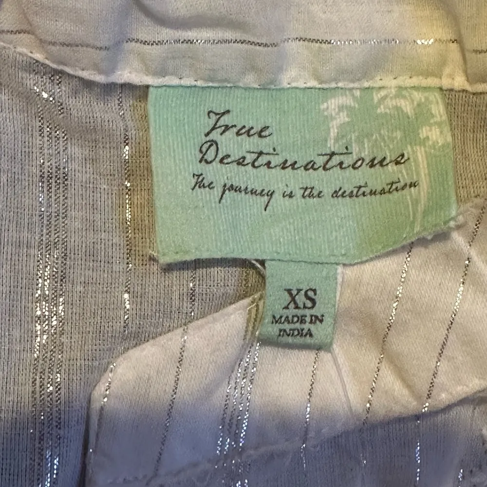 True Destinations Resort NWT White Silver Sheer Cover Up /Dress SZ XS 95% Cotton - Image 9