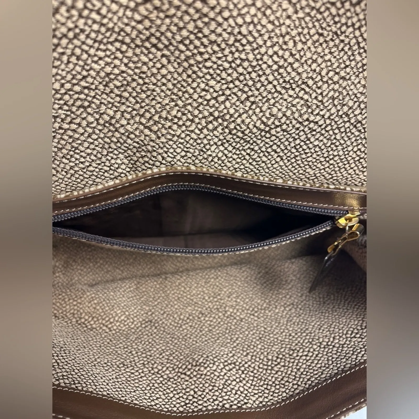 Vintage Borbonese Redwall Suede Clutch Eye of Partridge Italy Brown Leather - Image 9