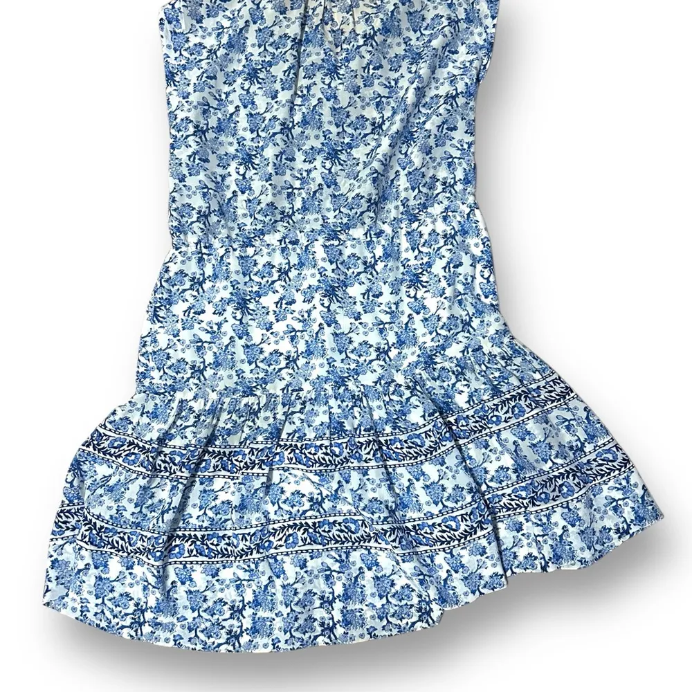 Rebecca Taylor Aimee Floral Silk Mini Shirt Dress Blue White Size 0 - Image 9