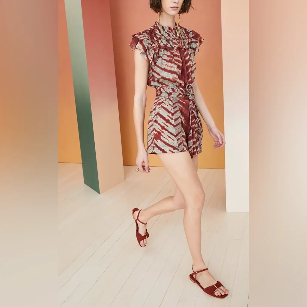 Ulla Johnson Laila Top Canyon Blouse Ruffle Short Sleeve Canyon Tie Dye Size 12 - Image 14