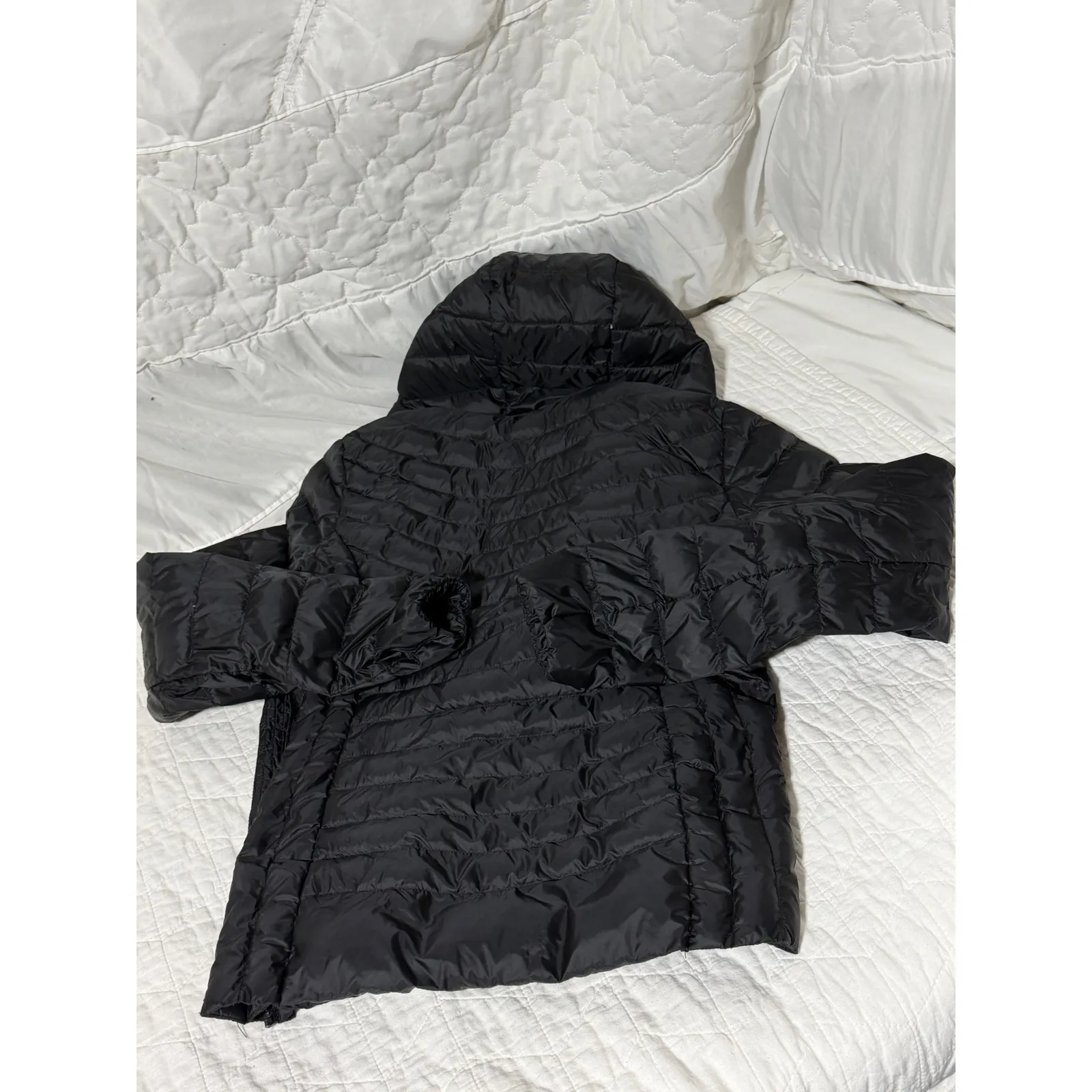 HEAT Quilted Puffer Jacket Black Hooded Full Zip Lightweight Womens S fair - Image 4