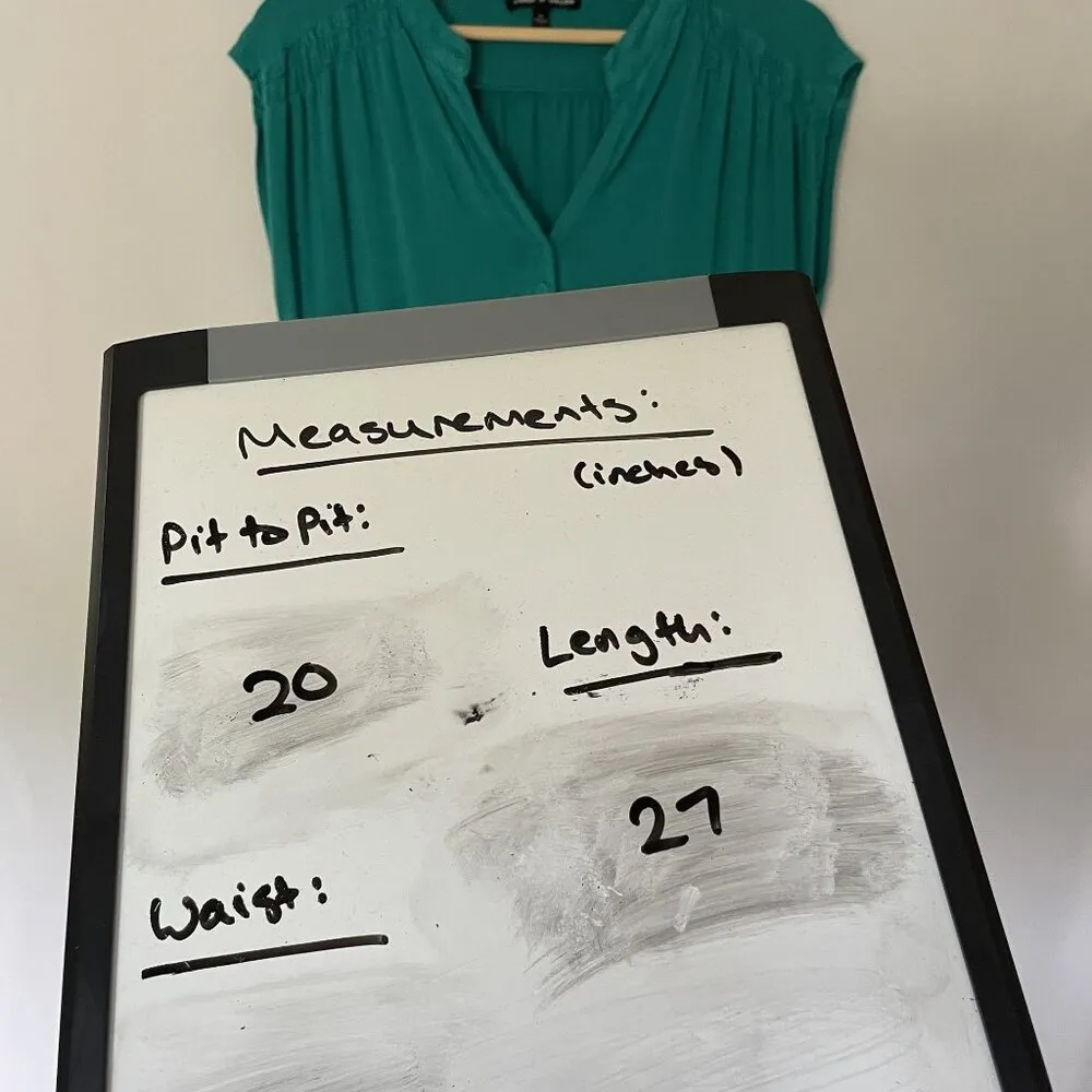 Cable & Gauge vibrant turquoise sleeveless business casual blouse v-neck - Image 2