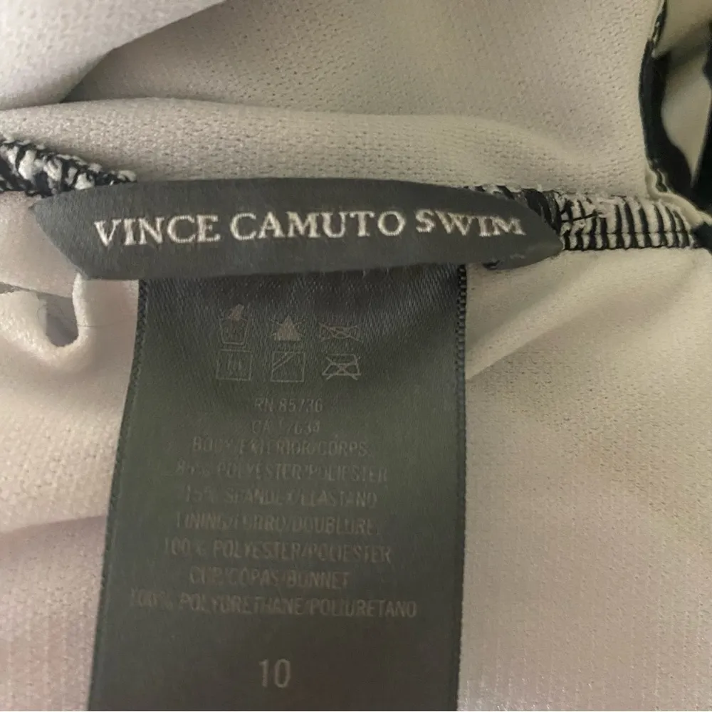 VINCE CAMUTO black and off white zebra stripe one piece swimsuit Size 10 - Image 14