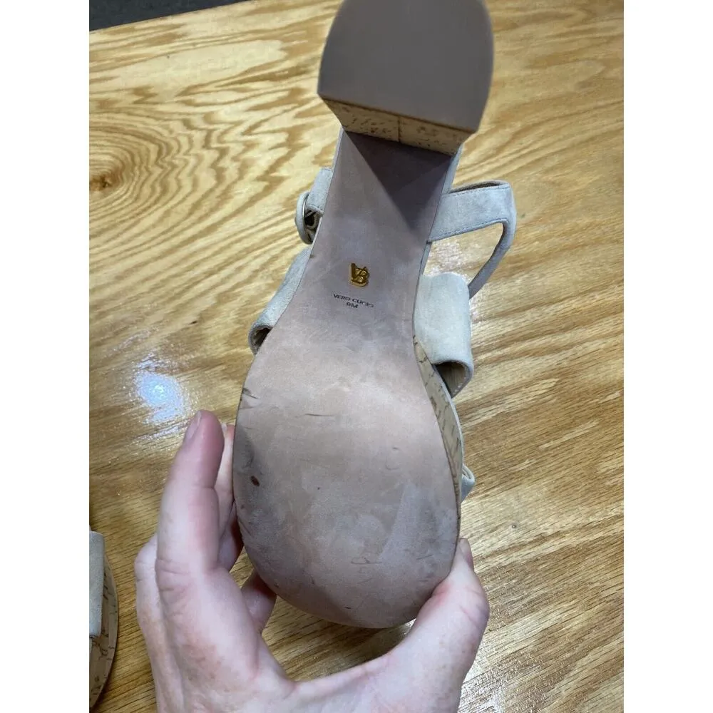 Veronica Beard Platform Heels Women's 9M Ivory Suede Criss Cross Preppy S56 - Image 5